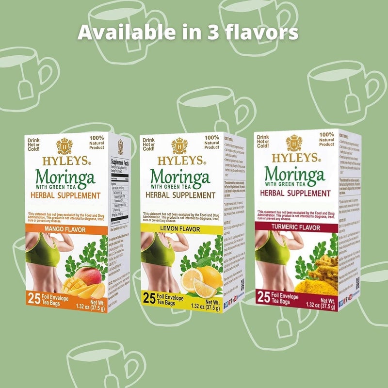 Hyleys Moringa Oleifera Green Tea with Lemon - 25 Tea Bags - Image 3